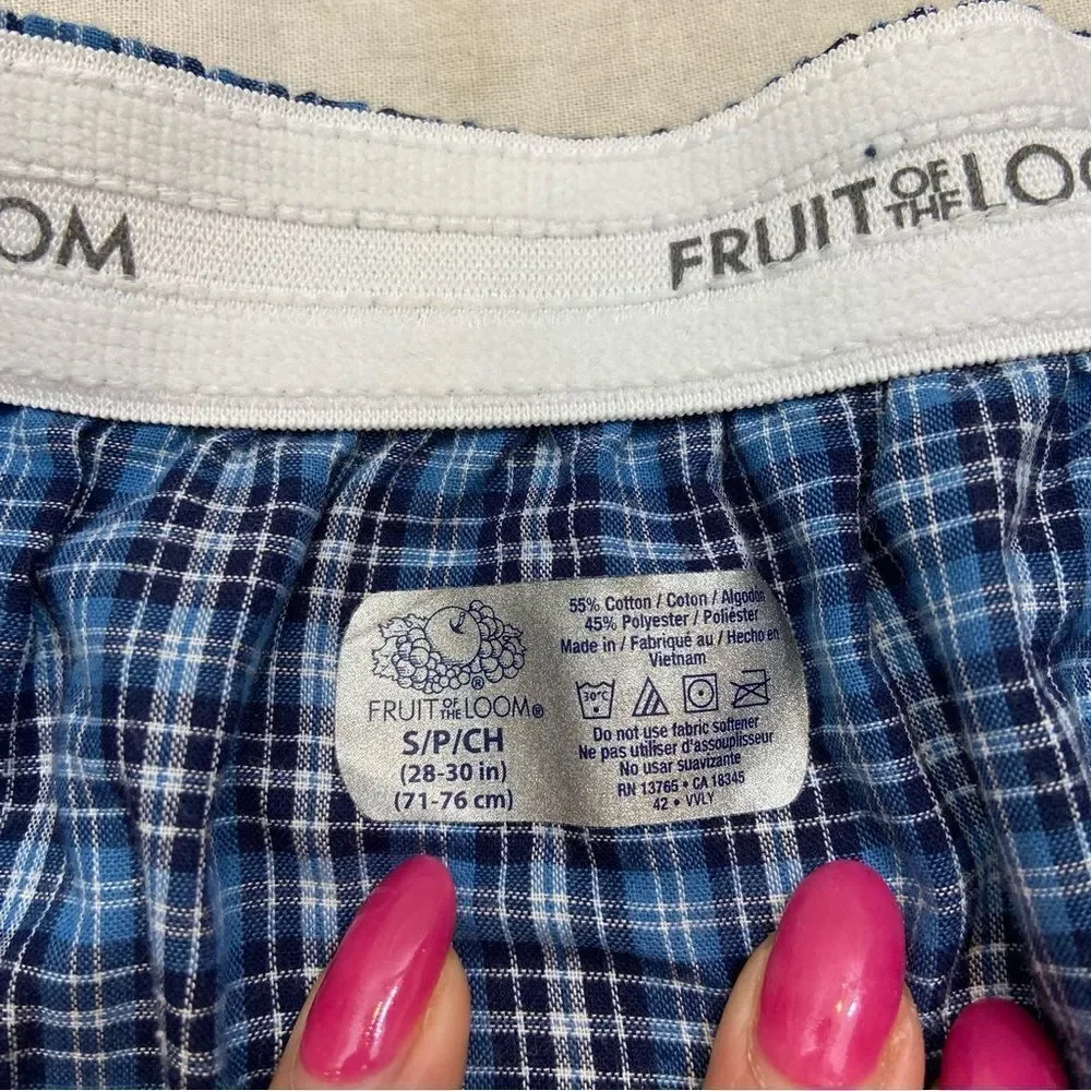 Lot of three Pairs Mens‎ Fruit of the Loom Plaid Loose Fit Boxer Shorts Small